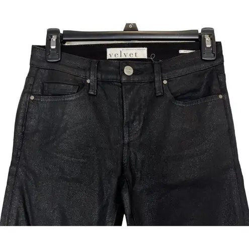 Anthropologie Velvet Graham & Spencer Wax Coated High Waisted Skinny Jeans Sz 25 Glossy