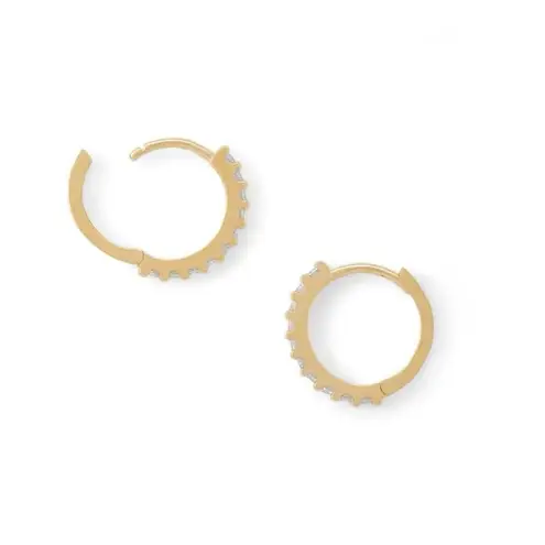 ✨Banger Cubic Zirconia Huggie Hoop Earrings in 10K Solid Gold✨ Gold
