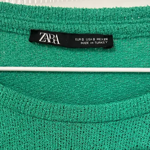 ZARA Emerald green long sleeve  ruffled peplum top sz small