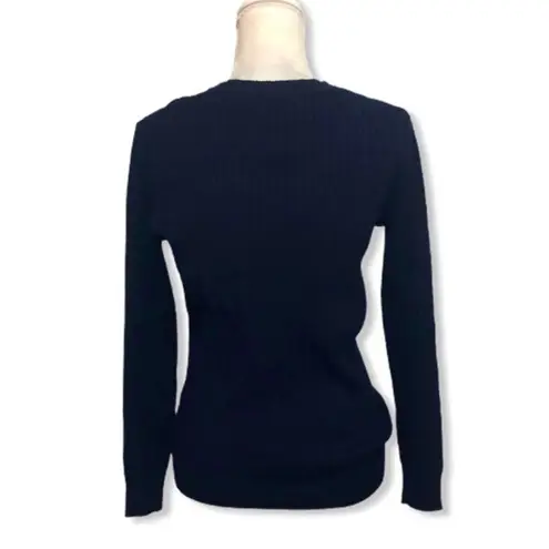 kim rogers NWOT Navy Blue Cable Knit Crewneck Sweater Top New