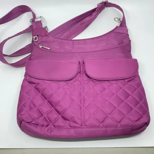Travelon Anti Theft RFID Purple Pink Travel Quilted Crossbody Bag Pockets Purse