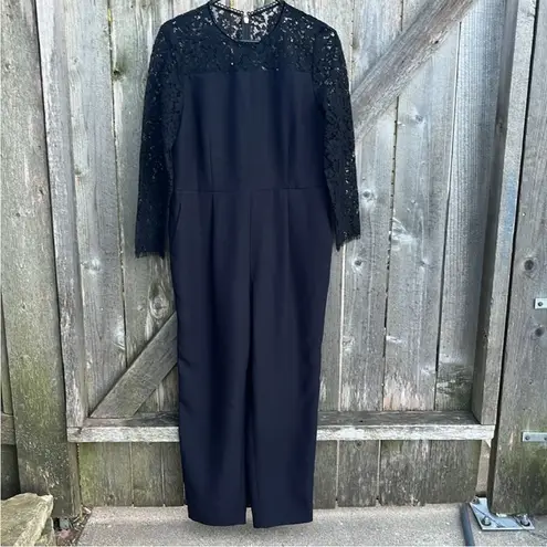 Draper James EUC Crepe Lace Jumpsuit Black Size 10