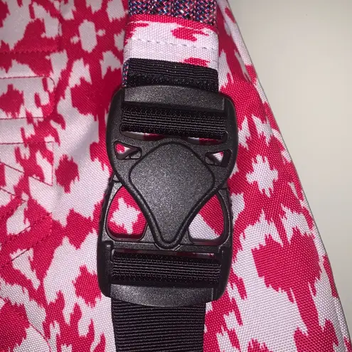 KAVU Hot Pink White Ikat Geometric Patterned Rope Sling Bag Backpack Travel