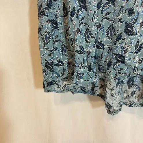 Jane and Delancey Cornflower Blue Floral Paisley Lightweight Button Blouse Shirt