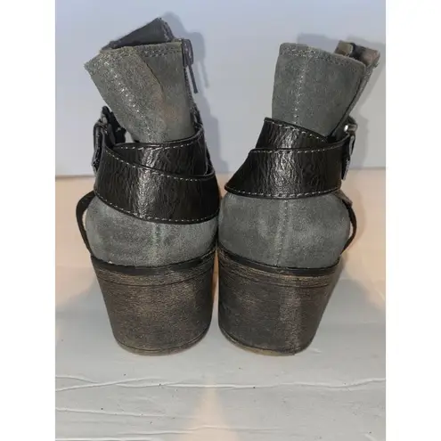 Sonoma Women’s  Leather Dress Ankle Boots Side Zip Buckle Strap Gray Size 7.5