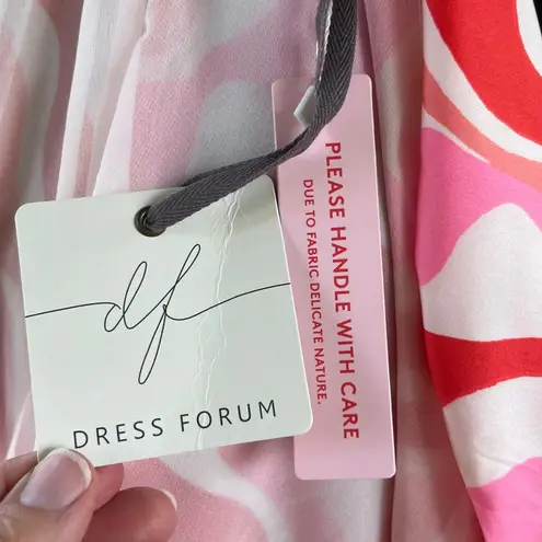 Dress Forum Los Angeles Women's Pink & Red Mini Wrap Dress Size L. NEW