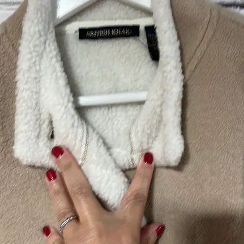 British Khaki Tan & Cream Sherpa Button Vest Medium