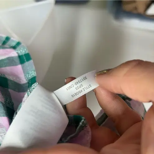 J.Crew  Pink and Green Plaid Top