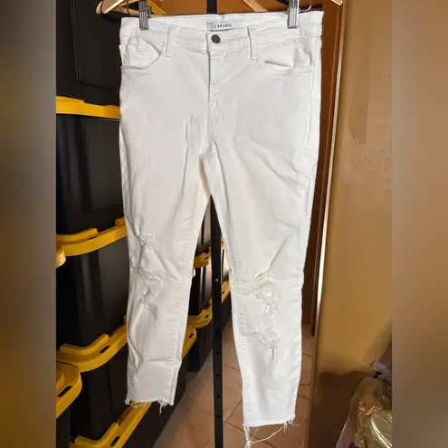 J Brand Cropped Distressed Jeans in Classic White “Demented” Size 29