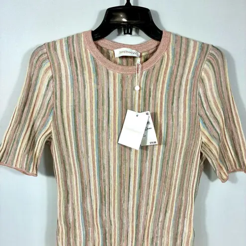 Zimmermann Illuminate Mouline Pleated Short Sleeve Sweater Tee US 6 NWT