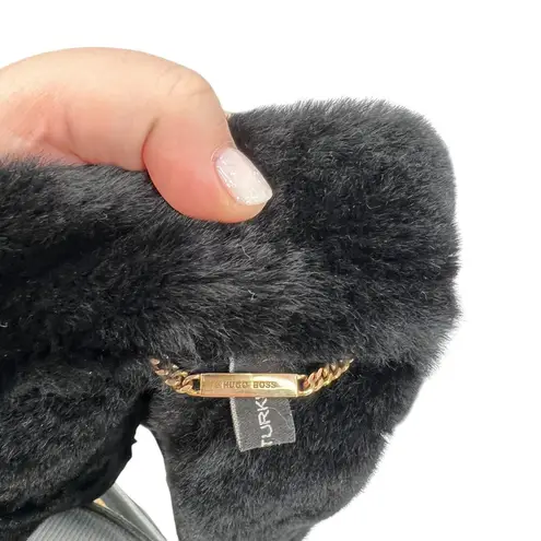 Hugo Boss Black Suede Fur Trim Moto Aviator Jacket Size US 10