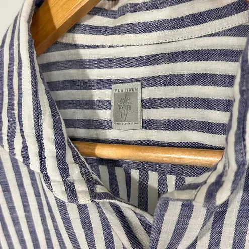 Eleventy Platinum 100% Linen Stripe Shirt coastal Italian relaxed fit grandma White Size M