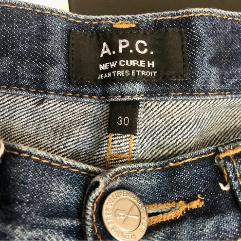 APC New Cure H Tres Etroit Mid Rise Straight Leg Ankle Cropped Jeans Denim sz 30 Blue