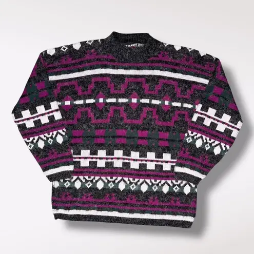 Vintage 90s USA Made Geometric Sweater Acrylic Knit Unisex M L Multiple Size M