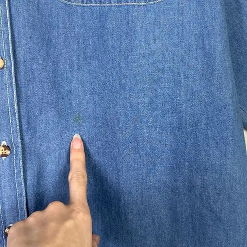 Vintage Solutions Chambray Denim Fall Halloween Scarecrow Pumpkin Button Up Sz M Blue Size M