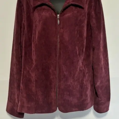 Christopher & Banks Christopher Banks Corduroy Jacket XL Purple Wine Zip Front Casual Long Sleeve
