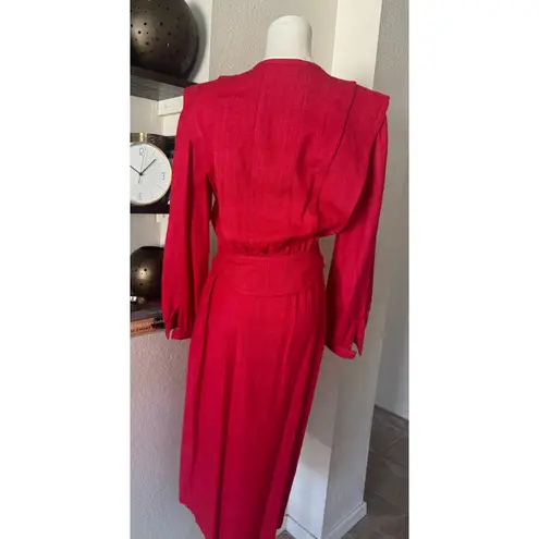 Lillie Rubin Vibrant Red Vintage Women’s Silk Dress With Pockets Size 4