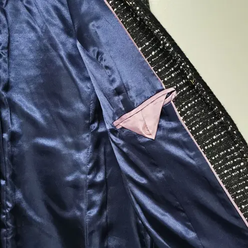 J.Crew Womens Tweed Fringe Lady Day Coat Black Boucle Textured Jacket Sz 00