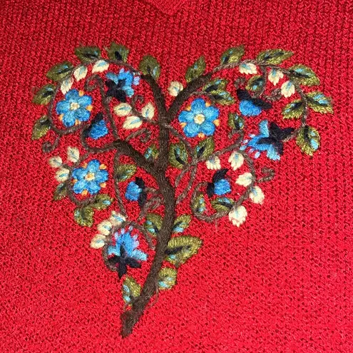 Vintage heart embroidered sweater Coldwater Creek, Red, Sweater, Floral Grandma Size L