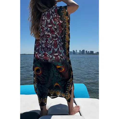 Paisley and feathers Kaftan Dresses for Women Beach Coverups, One Size Kaftans