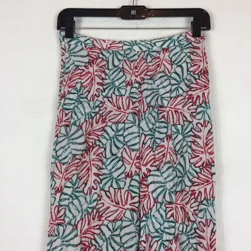 ONIA Mila Wide Leg Palazzo Leaf Print Boho Pants