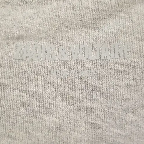 Zadig & Voltaire 💕💕 Tunisien Skull Long Sleeve T-Shirt - Gris Chine Gray M NWT