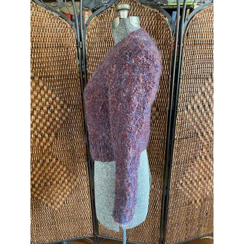 Size S//Vintage 90s Boucle Purple Wool Blend Knit Cardigan Sweater