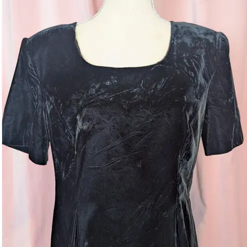 Sag Harbor 90s Vintage Crushed Velvet Short Sleeve Dress by Black Size 14
