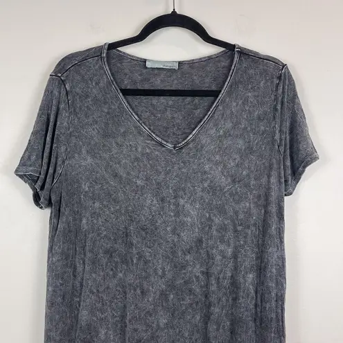 Chatoyant Womens Mineral Wash Mini Dress Sz M Black Gray Stretchy Grunge Drapey