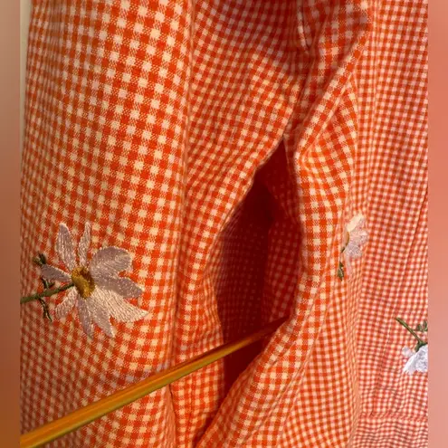 Quacker Factory Womens Stretch Orange Gingham Daisy Jacket Size L NWOT Size L