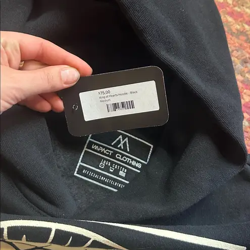 NWT IMPACT CLOTHING JESUS KING OF HEARTS STREETWEAR HOODIE Black Size M