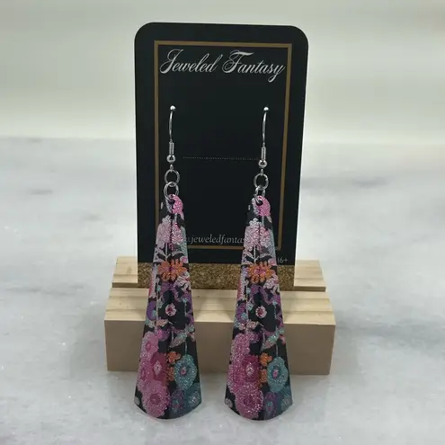 Floral Fantasy Metal Statement Earrings Black