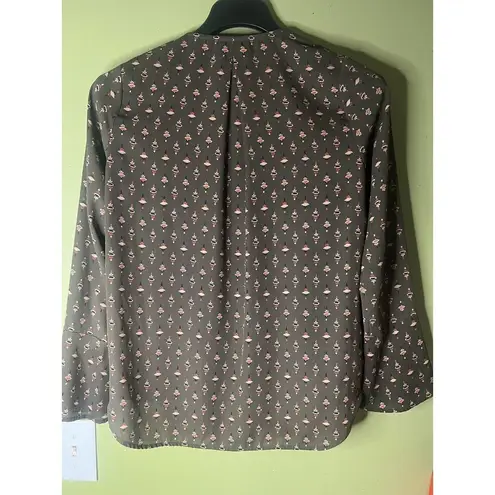 Allison Joy  Women‎ Brown Floral Print Blouse Top Size Small