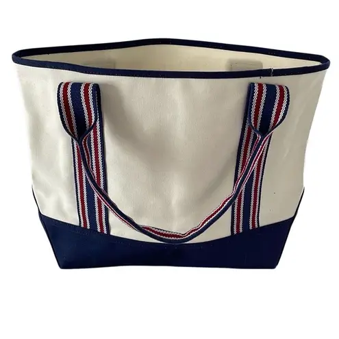 Pottery Barn Kids Canvas Beach Tote Large Red Blue NWT