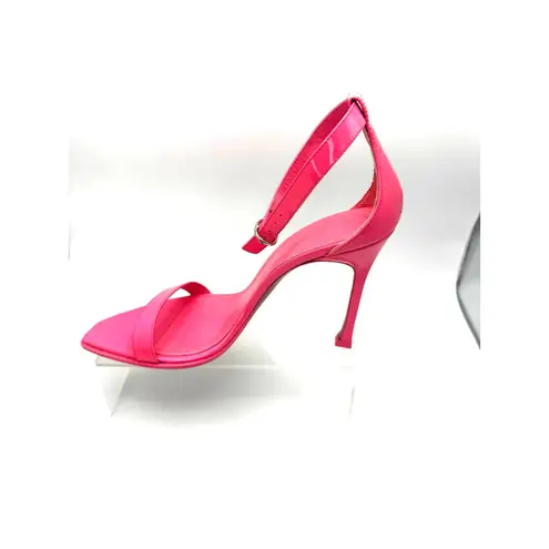 Amina Muaddi Kim Bubblegum Pink Patent Calf Leather Stiletto Strap Heels Size 39