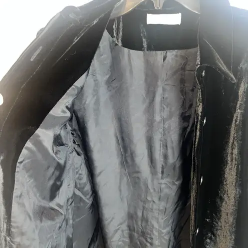 Amanda Smith Women’s Black Velvet Silk Blend Belted Shirt Jacket Dark Academia