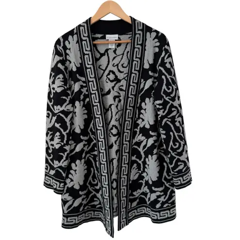 Soft Surroundings Mohair Wool Blend Bistro Floral Open Front Duster Cardigan PL