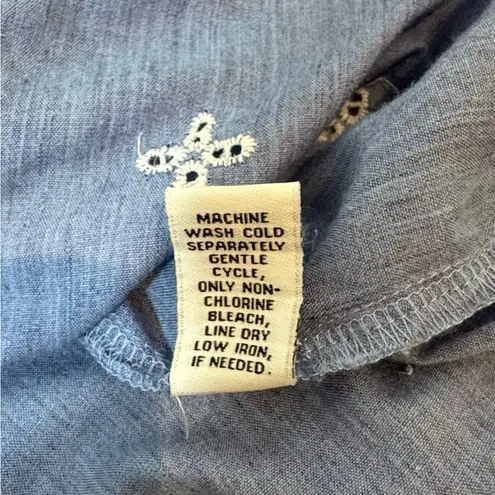 Studio West Boho Coquette Embroidered Peasant Top L Ruffle Neck Flutter