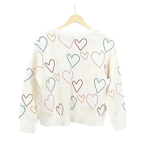 XOKR Kerri Rosenthal Heart Embroidered Oversized Cardigan White Size M