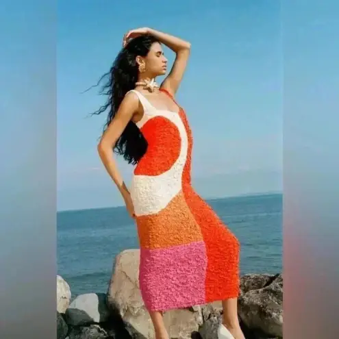 Mara Hoffman NWOT Pomelo Sloane Dress Red Multicolor Size Small