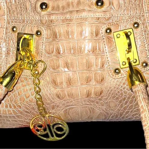 Calla brand beautiful tan faux croc satchel with gold hardware. New