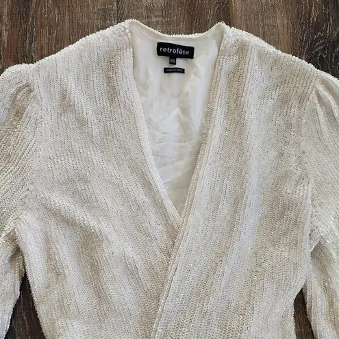 Retrofete Gabrielle Robe Dress in White Sequins Size XS Long Sleeve Blet