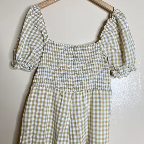 NWOT GINGHAM COTTAGECORE JUMPSUIT Tan Size L