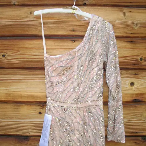 Mac Duggal 4982 Womens EMBELLISHED ONE SLEEVE GOWN W/ SEQUIN BELT