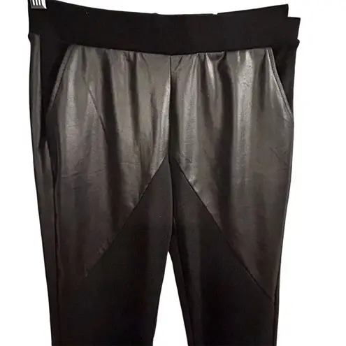 Yelete Point Women's Black Faux Leather Leggings Size S Casual