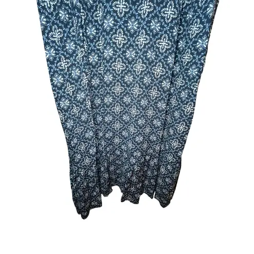 Wallflower Dress Medium Dress Blue Block Print Rayon V Neck Spaghetti Strap Y2K