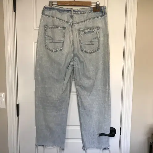 American Eagle Highest Rise 90s Boyfriend Jeans Cotton‎ Denim Size 14 Distressed