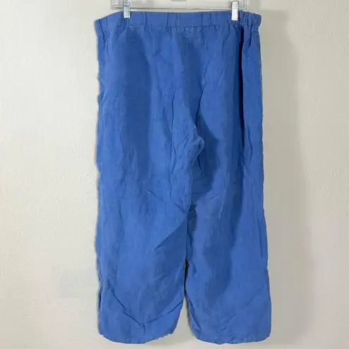 Cut Loose Solid Linen Easy Crop Pants Amalfi Blue 4402349 Size XL LagenLook