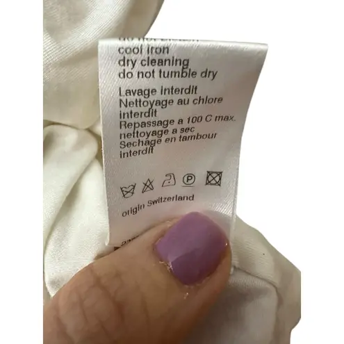 Akris Punto Silk Blend Sleeveless Top Size 6 White Knit V neck Stretch #AAmbe