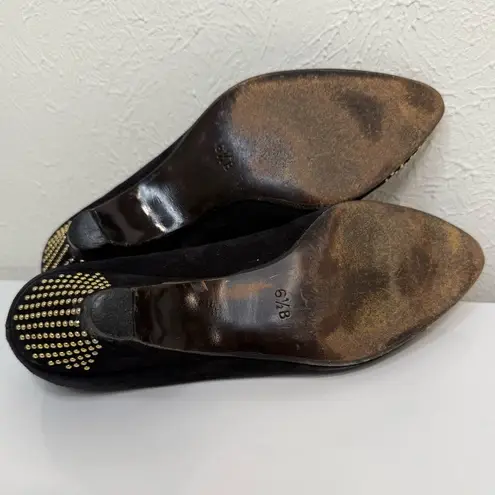 Vintage Escada Black Suede Studded Low